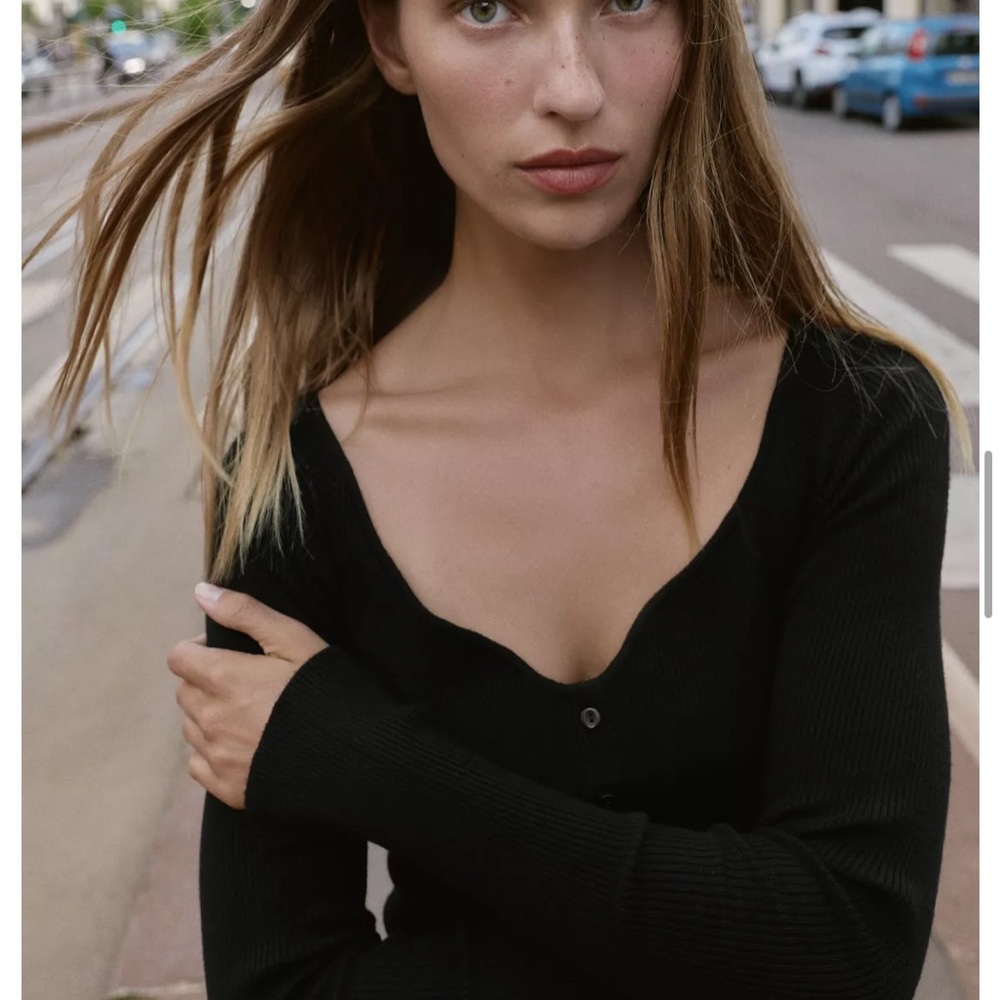 Zara NWT rib knit midi dress black 6216/100 - Picture 6 of 12